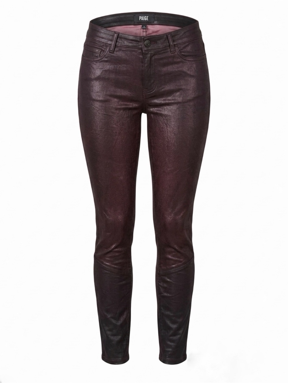 NWOT Paige Hoxton Skinny Leather Pants in Black Cherry sz 28